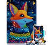 Rompecabezas de 1000 Piezas para Adolescentes, diseño de Zorro con Bufanda, Ideal como Juguete Educativo, Regalo de Amigo Secreto para niños de 14 años 38x26cm