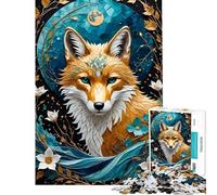 Rompecabezas de 1000 Piezas para Adolescentes diseño de Zorro Kitsune Rompecabezas Kintsugi para Adultos Juegos relajantes Regalos para Mujeres cumpleaños y Navidad (38x26cm)