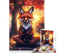 Rompecabezas de 1000 Piezas para Adolescentes diseño de Zorro meditando Zen Juguetes antiestrés Ideas de Regalo Juego práctico colección de Artistas Bellas Artes tamaño 38x52cm