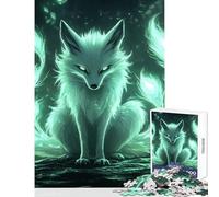 Rompecabezas de 1000 Piezas para Adolescentes diseño de Zorro Verde místico Ideal para Decorar el hogar Regalo de cumpleaños Juego de ingenio descompresión Intelectual tamaño 38x26cm
