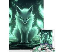 Rompecabezas de 1000 Piezas para Adolescentes diseño de Zorro Verde místico Ideal para Decorar la Pared Regalo de cumpleaños Juego práctico e Interesante para Reducir el estrés tamaño 50x75cm