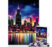 Rompecabezas de 1000 Piezas para Adolescentes diseño del Horizonte de Chicago Juguete Educativo Regalo de cumpleaños Juegos Divertidos colección de Artistas Bellas Artes tamaño 38x26cm