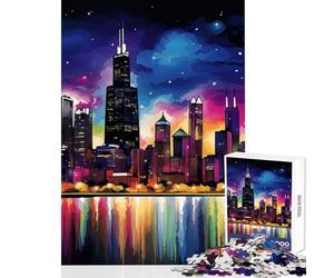 Rompecabezas de 1000 Piezas para Adolescentes diseño del Horizonte de Chicago Juguete Educativo Regalo de cumpleaños Juegos Divertidos colección de Artistas Bellas Artes tamaño 38x26cm