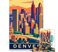 Rompecabezas de 1000 Piezas para Adolescentes,diseño del Horizonte de Denver,Juego de lógica Divertido y de fácil Montaje,Juego Tranquilo,decoración navideña,Regalo (50x75cm)