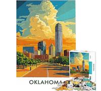Rompecabezas de 1000 Piezas para Adolescentes diseño del Horizonte de Oklahoma City Juego de ingenio para Adultos Corte de precisión difícil y desafiante (tamaño 38x26cm)