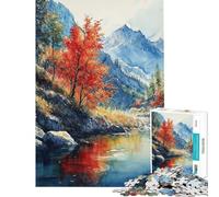 Rompecabezas de 1000 Piezas para Adolescentes diseño Elegancia del río otoñal Rompecabezas para Adultos Juego práctico decoración del hogar interacción Entre Padres e Hijos (tamaño 38x26cm)