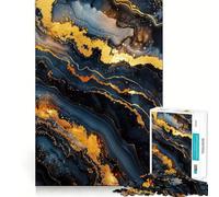 Rompecabezas de 1000 Piezas para Adolescentes,diseño estético en Negro y Dorado,Bordes precisos,Juego de lógica y Habilidad,diversión Relajante,Regalo artístico de Navidad 38x52cm