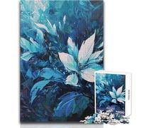 Rompecabezas de 1000 Piezas para Adolescentes, diseño Floral Abstracto Azul y Blanco, Ideal para Mejorar la Memoria, Regalo de cumpleaños 38x26cm