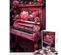 Rompecabezas de 1000 Piezas para Adolescentes diseño Floral Rosa Piano Juguetes antiestrés Regalo de Amigo Secreto Juego de ingenio desafiante para completar tamaño 38x52cm