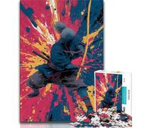 Rompecabezas de 1000 Piezas para Adolescentes, diseño japonés de Ninja Dorado, Ideal para aliviar el estrés, Amigo Secreto (tamaño 38x26cm)