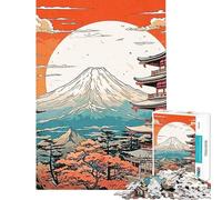 Rompecabezas de 1000 Piezas para Adolescentes diseño japonés Fuji Vintage Rompecabezas para Adultos Juego práctico para aliviar el estrés Regalo de cumpleaños (tamaño 50x75cm)