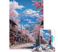 Rompecabezas de 1000 Piezas para Adolescentes diseño japonés Sakura Bloom Fuji Rompecabezas para Adultos Juego Relajante desafío difícil cumpleaños (tamaño 38x26cm)