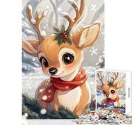 Rompecabezas de 1000 Piezas para Adolescentes diseño navideño de Reno Ideal como decoración de Pared Piezas de Formas aleatorias Que se entrelazan por Completo tamaño 50x75cm