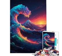 Rompecabezas de 1000 Piezas para Adolescentes diseño prismático de Olas Grandes Juguetes adictivos para Cultivar la Paciencia Juego práctico antiestrés Regalo de cumpleaños (tamaño 38x26cm)