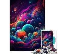 Rompecabezas de 1000 Piezas para Adolescentes diseño psicodélico Espacial desafiante para completar Juguete antiestrés decoración de Pared para Mayores de 14 años (38x52cm)