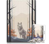 Rompecabezas de 1000 Piezas para Adolescentes, diseño Retro de Lobo, Juguetes Minimalistas, Juegos educativos, Obras de Arte Divertidas y Divertidas, Regalo, tamaño 38x52cm