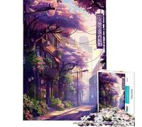 Rompecabezas de 1000 Piezas para Adolescentes diseño Sakura Street Primavera Anime Rompecabezas para Adultos Juegos relajantes Mejora la Memoria dificultad y desafío (tamaño 38x26cm)