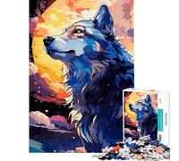 Rompecabezas de 1000 Piezas para Adolescentes diseño Vectorial de Lobo 1000 Piezas Juguetes de decoración para el hogar Arte de Pared Regalos de cumpleaños (38x26cm)