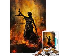 Rompecabezas de 1000 Piezas para Adolescentes diseño Vintage de la Dama de la Justicia Rompecabezas al óleo para Adultos Juegos Familiares patrón de ensamblaje desafío Educativo (tamaño 38x26cm)