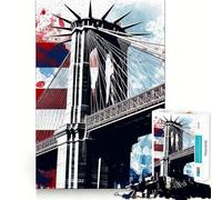Rompecabezas de 1000 Piezas para Adolescentes,diseño Vintage del Puente de Brooklyn,Corte Fino,Juego de concentración,Regalo para Momentos de Paz,diversión, Ocio (50x75cm)