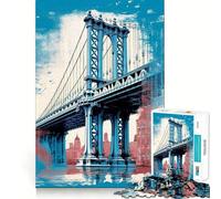 Rompecabezas de 1000 Piezas para Adolescentes,diseño Vintage del Puente de Brooklyn,Piezas Finas,Divertido y Estimulante para la Mente, cumpleaños (38x52cm)