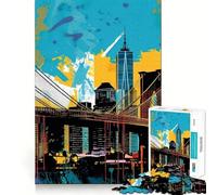 Rompecabezas de 1000 Piezas para Adolescentes,diseño Vintage del Puente de Brooklyn,Piezas Finas,Divertido y Estimulante para la Mente, cumpleaños (38x52cm)