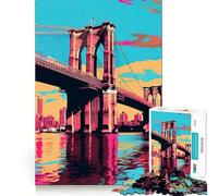 Rompecabezas de 1000 Piezas para Adolescentes,diseño Vintage del Puente de Brooklyn,Piezas Finas,Divertido y Estimulante para la Mente,Ideal para Jugar y como Regalo de cumpleaños (38x26cm)