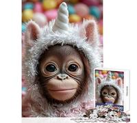 Rompecabezas de 1000 Piezas para Adolescentes Disfraz de Unicornio y orangután bebé Juguete para decoración de Pared Regalos de cumpleaños Juegos relajantes Entrena tu Cerebro y Tus Manos 38x26cm