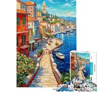 Rompecabezas de 1000 Piezas para Adolescentes Diversión en un Pueblo costero Actividades para Hacer en casa Decoración Juguetes antiestrés Apto para Mayores de 14 años (38x26cm)