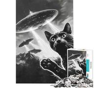 Rompecabezas de 1000 Piezas para Adolescentes Divertido Juego práctico de Gato y ovni Que desafía la Inteligencia Juguete adictivo Excelente Regalo para Mujeres (tamaño 38x26cm)