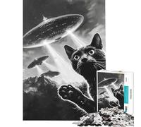 Rompecabezas de 1000 Piezas para Adolescentes Divertido Juego práctico de Gato y ovni Que estimula la Inteligencia Juguete adictivo Excelente Regalo para Mujeres (tamaño 50x75cm)