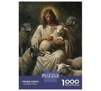 Rompecabezas De 1000 Piezas para Adolescentes Divine Shepherd with Sheep and Wolves Rompecabezas DIY Juguetes Mejora La Memoria Oferta como Regalo para Toda La Familia 38x26cm/1000pcs