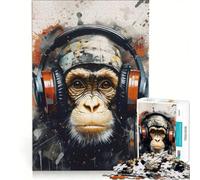 Rompecabezas de 1000 Piezas para Adolescentes DJ Monkey con Auriculares Juegos educativos Diversión en casa Colección de Artistas Bellas Artes 50x75cm