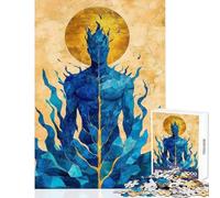 Rompecabezas de 1000 Piezas para Adolescentes Djinn de Llama Azul Arte del Desierto Juegos Divertidos Corte de precisión decoración del hogar Juguetes para Fortalecer el Amor Entre Parejas (50x75cm)