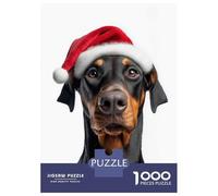 Rompecabezas De 1000 Piezas para Adolescentes Doberman Dog Christmas Portrait Rompecabezas para Adultos Juego Práctico Pero Divertido Y Humorístico Regalos para Reducir El Estrés 52x38cm/1000pcs