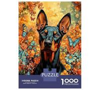 Rompecabezas De 1000 Piezas para Adolescentes Doberman in Floral Garden Rompecabezas para Adultos Juegos Relajantes Vacaciones En Casa Matar El Tiempo 70x50cm/1000pcs