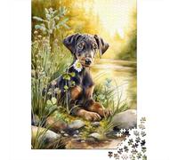 Rompecabezas De 1000 Piezas para Adolescentes Doberman Pinscher Painting Rompecabezas para Adultos Juguetes De Bricolaje Difícil Difícil Diversión En El Hogar Actividades, 70x50cm/1000pcs