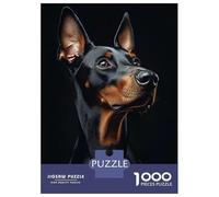Rompecabezas De 1000 Piezas Para Adolescentes Doberman Pinscher Portrait on Black Background Rompecabezas Para Adultos Juego Práctico Pero Divertido Y Humorístico Para Cumpleaños, Navidad 52x38cm/1000