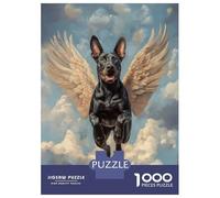 Rompecabezas De 1000 Piezas para Adolescentes Doberman with Angel Wings Pet Loss Memorial Rompecabezas para Adolescentes Juegos Relajantes Montaje De Patrones Regalos para Amigos Y Familiares 52x38cm