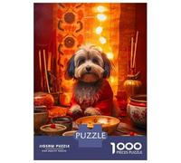 Rompecabezas De 1000 Piezas para Adolescentes Dog in Chinese New Year Outfit Rompecabezas DIY Juguetes Mejora La Memoria Oferta como Regalo para Toda La Familia 38x26cm/1000pcs