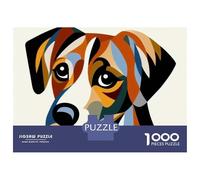 Rompecabezas De 1000 Piezas para Adolescentes Dog Portrait in Geometric Style Rompecabezas para Adultos Juegos Relajantes Arte De Pared Diversión En Casa Actividades, 38x26cm/1000pcs