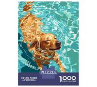 Rompecabezas De 1000 Piezas para Adolescentes Dog Swimming in Blue Water Rompecabezas para Adultos Juegos De Relajación Regalos De Cumpleaños para Amigos Y Familiares 52x38cm/1000pcs