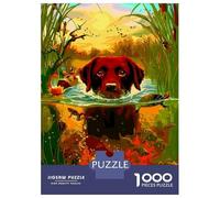 Rompecabezas De 1000 Piezas para Adolescentes Dog Swimming in Pond Painting Rompecabezas para Adolescentes Juguetes Antiestrés Regalos para Mujeres Regalos para Reducir El Estrés 70x50cm/1000pcs
