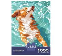 Rompecabezas De 1000 Piezas para Adolescentes Dog Swimming in Water Illustration Rompecabezas para Adultos Juegos Relajantes Corte De Precisión Regalos Y Cumpleaños Únicos 38x26cm/1000pcs