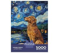 Rompecabezas De 1000 Piezas para Adolescentes Dog Under Starry Sky -3 Rompecabezas Juegos Relajantes Decoración De Pared Regalos para Amigos Y Familiares 52x38cm/1000pcs