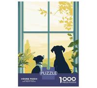 Rompecabezas De 1000 Piezas para Adolescentes Dogs by The Window Rompecabezas para Adultos Juegos Familiares Mejora La Memoria Regalos De Juegos Desafiantes 52x38cm/1000pcs
