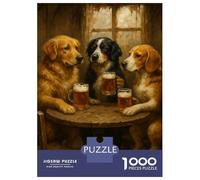 Rompecabezas De 1000 Piezas para Adolescentes Dogs Drinking Beer at A Pub Rompecabezas para Adolescentes Juegos Familiares Desafío Difícil Regalos De Cumpleaños Y Únicos 52x38cm/1000pcs