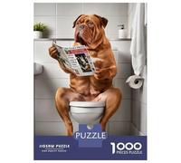 Rompecabezas De 1000 Piezas para Adolescentes Dogue De Bordeaux Bathroom Rompecabezas para Adultos Juguetes De Bricolaje Desafío Difícil Cumpleaños 38x26cm/1000pcs
