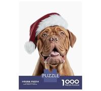 Rompecabezas De 1000 Piezas para Adolescentes Dogues De Bordeaux Dog in Santa Hat Rompecabezas para Adultos Juegos Relajantes Mejora La Memoria Ayuda A Ejercitar El Cerebro 52x38cm/1000pcs