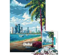Rompecabezas de 1000 Piezas para Adolescentes Doha Qatar ︰ Playa y Horizonte Juego Familiar Juguetes educativos Regalo de cumpleaños Divertido y con Humor (tamaño 50x75cm)